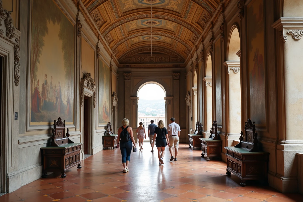 Groupe de visiteurs explorant les appartements royaux du Palais des Normands à Palerme