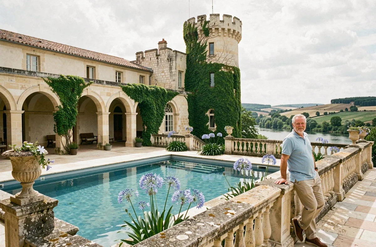 Piscine du Best Western Château des Ducs de Joyeuse à Couiza avec architecture Renaissance et vue sur la vallée de l'Aude