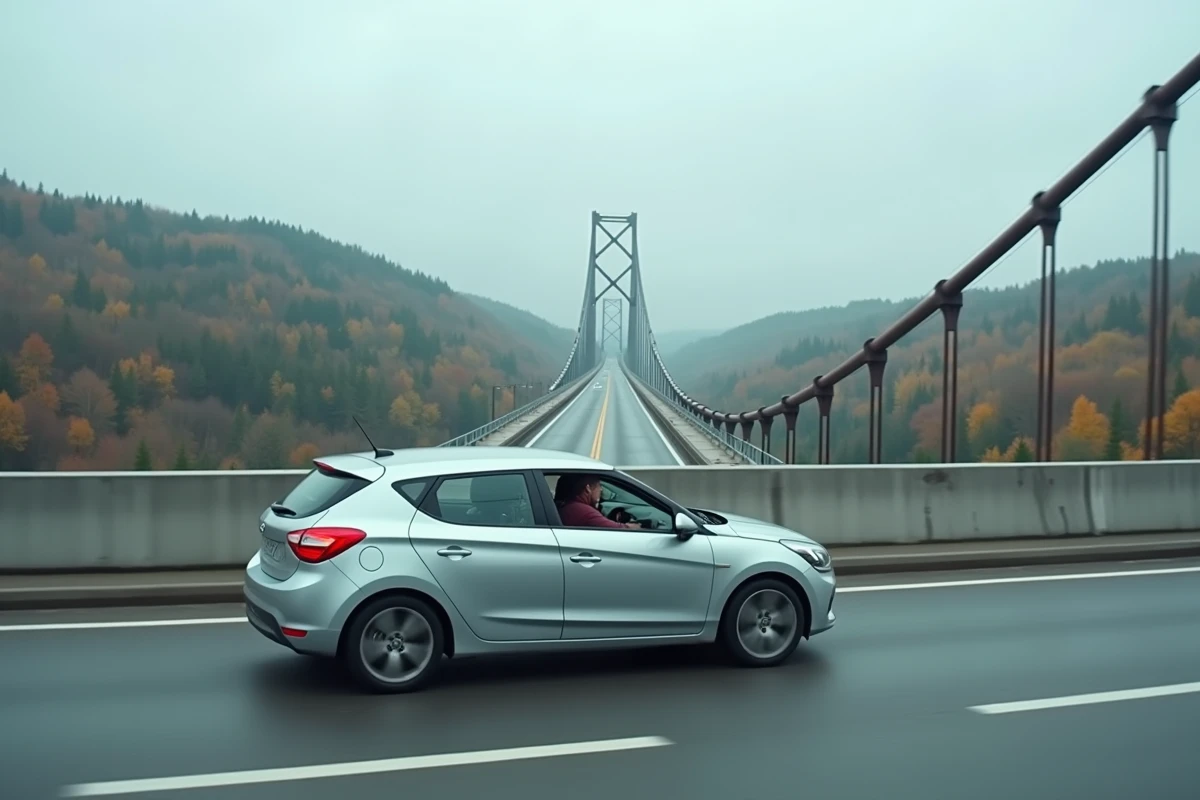 Deux covoitureurs traversant un pont à la frontière entre le Québec et New York lors d'un trajet Montréal NYC en voiture partagée