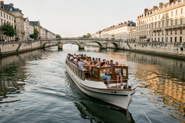 Croisière en bateau sur la Garonne avec vue sur le Pont de Pierre à Bordeaux