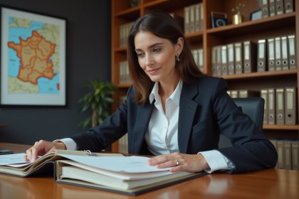 Femme d affaires en réunion avec dossier reserve