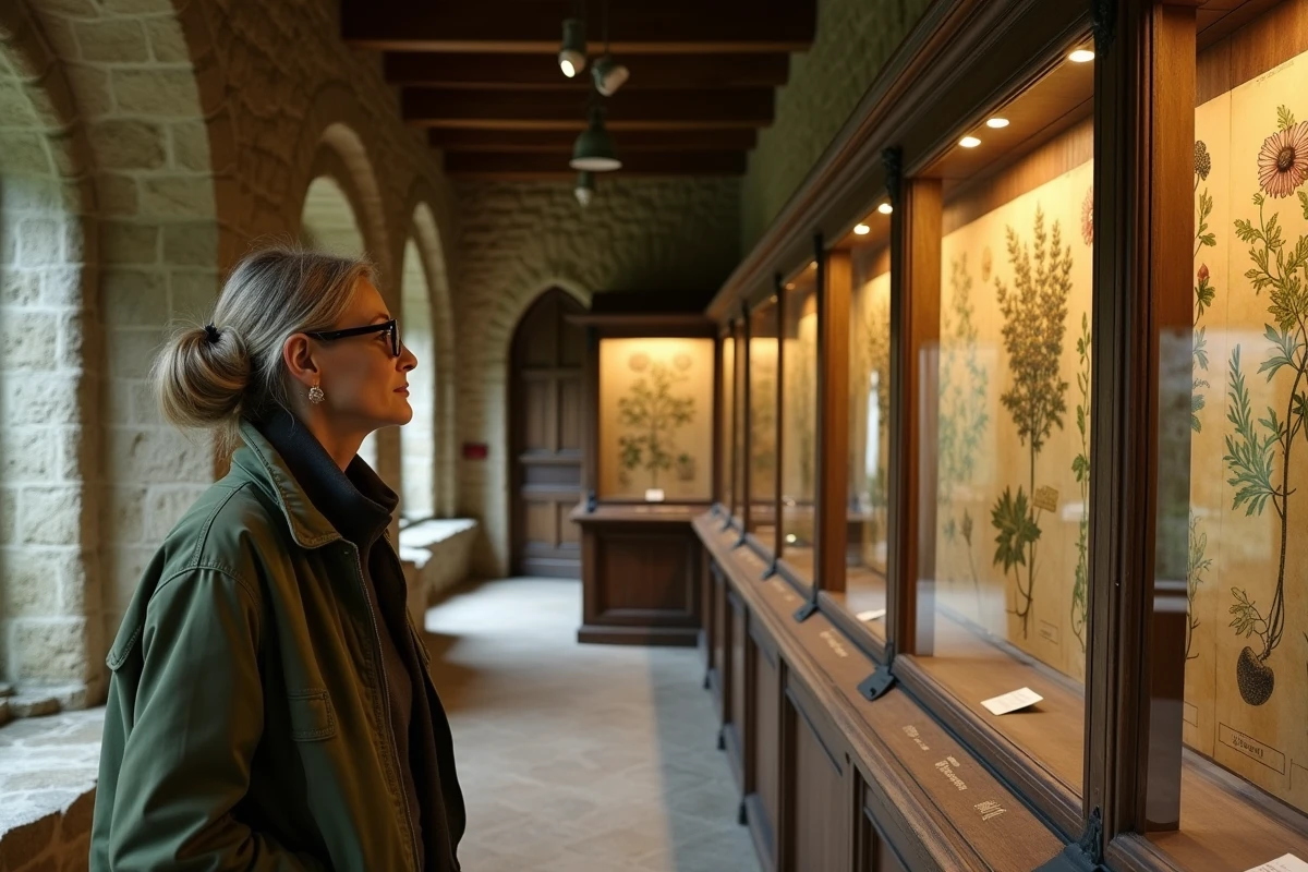 Femme découvrant l'Herbarium et le patrimoine médiéval de Saint-Valery-sur-Somme
