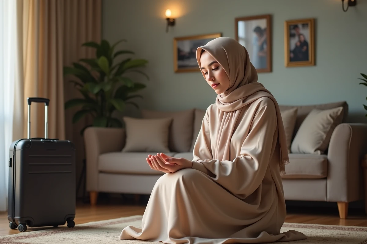 Jeune femme musulmane priant avant le Hajj