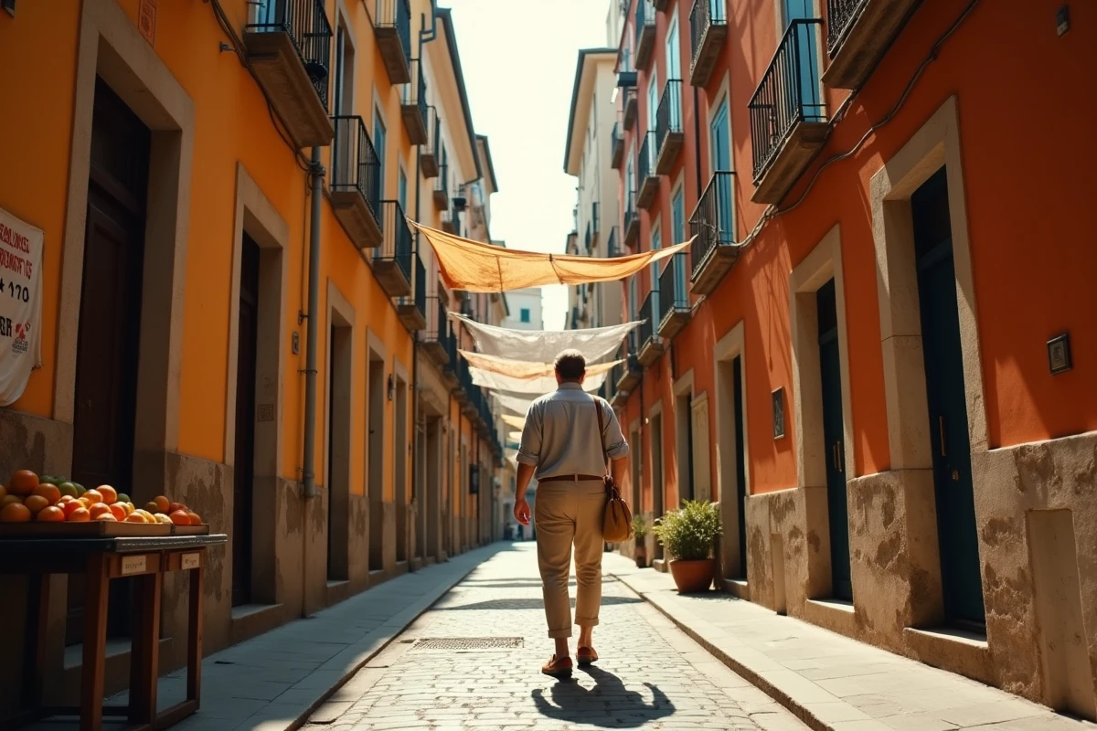 Ruelle animée du quartier Spaccanapoli à Naples avec linge séchant entre les façades colorées